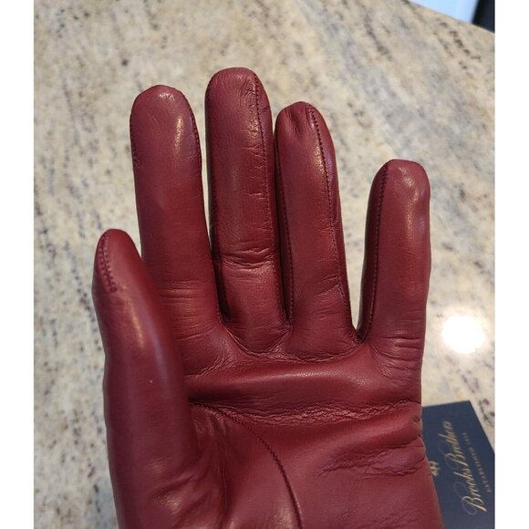 New! Brooks Brothers Womens Size M 7 Red Soft Leather 10" Gloves Cashmere Lined - Picture 16 of 16